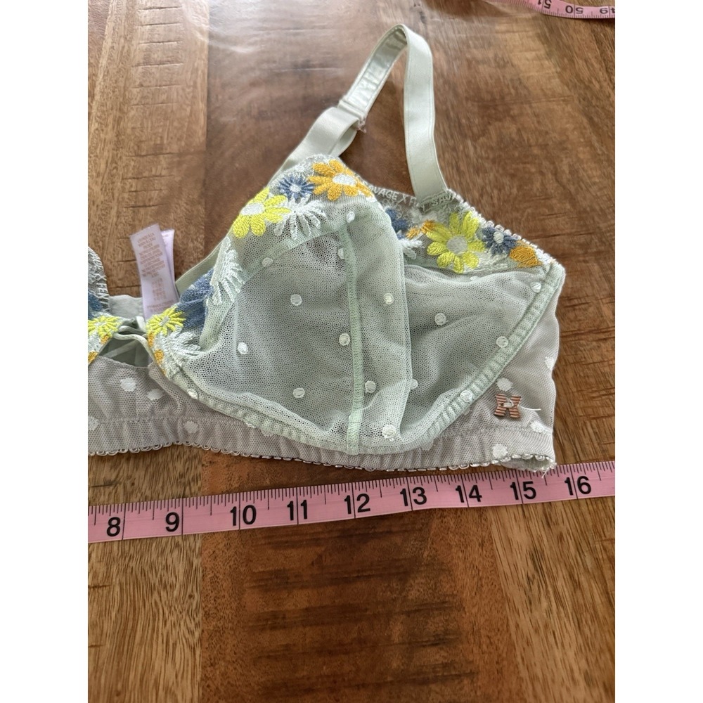 Savage X Fenty Free Spirit Floral Embroidered Balconette Bra 40DDD Green - Picture 7 of 7